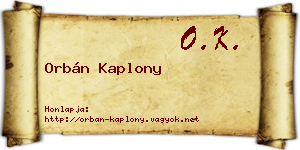 Orbán Kaplony névjegykártya